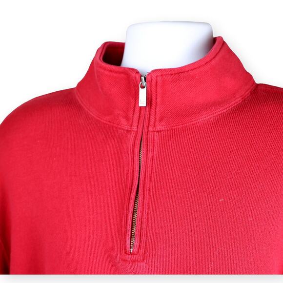 Eddie Bauer Red Mens Long Length High Neck 1/2 Zip Sweater XL T - Picture 9 of 9